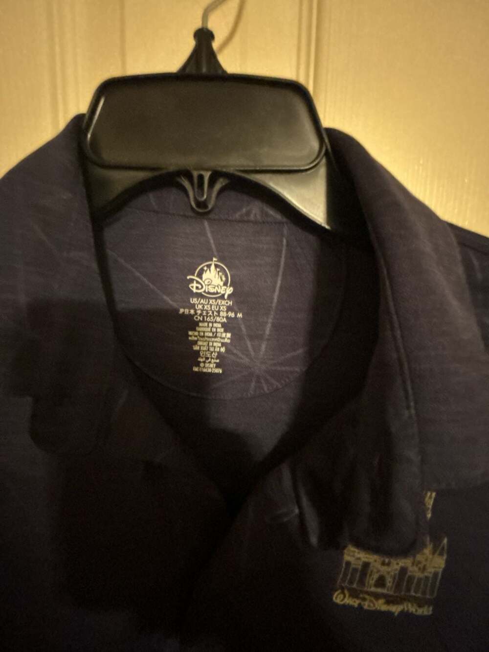 Walt Disney World Navy Blue Geometric Pattern Polo Shirt